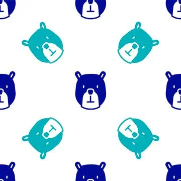 Blue Bear head icon isolated seamless pattern on white background. Vector Stock Illustration