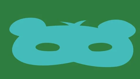 Blue bear mask on creative cartoonish depth illustration movement design Stock Footage 335147497