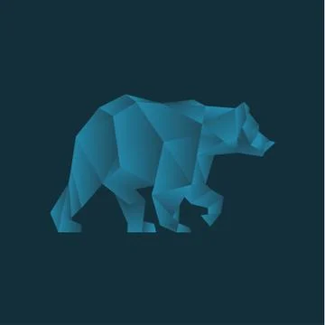 Blue Bear in polygons gradient trend style design low poly illustrations on the Stock Illustration