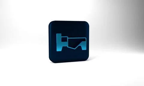 Blue Bed icon isolated on grey background. Blue square button. 3d illustration Stock Illustration