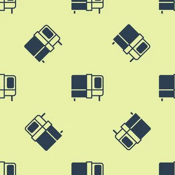 Blue Bed icon isolated seamless pattern on yellow background. Vector Illustrazione stock