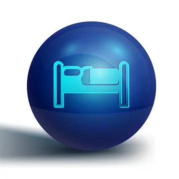 Blue Bed icon isolated on white background. Blue circle button. Vector Stock Illustration