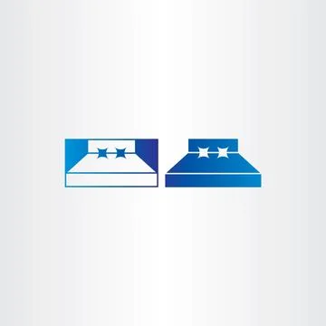 Blue bedroom bed vector icon Stock-Illustration