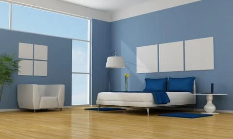 Blue bedroom Stock Illustration