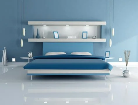 Blue bedroom Stock Illustration