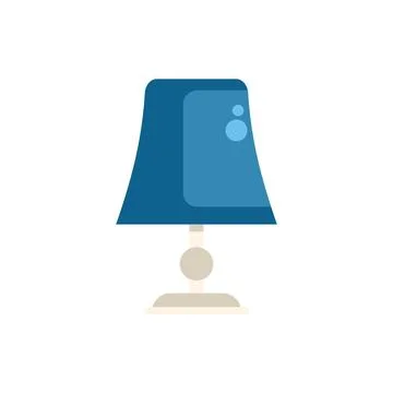 Blue bedside lamp standing and illuminating bedroom Stock Illustration