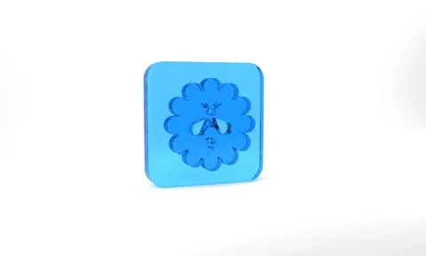 Blue Bee on flower icon isolated on grey background. Sweet natural food Illustrazione stock