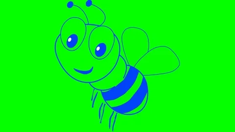 Blue bee green screen animated video Stock Footage