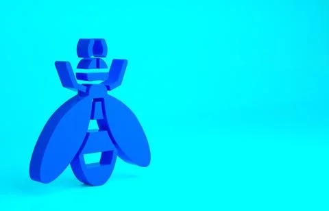 Blue Bee icon isolated on blue background. Sweet natural food. Honeybee or ap Illustrazione stock
