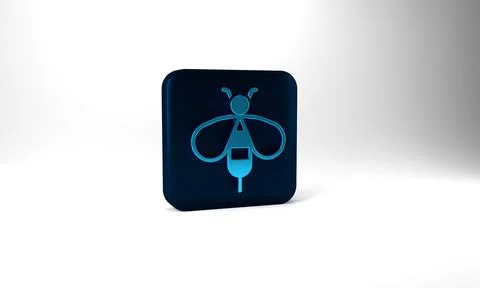 Blue Bee icon isolated on grey background. Sweet natural food. Honeybee or apis Illustrazione stock