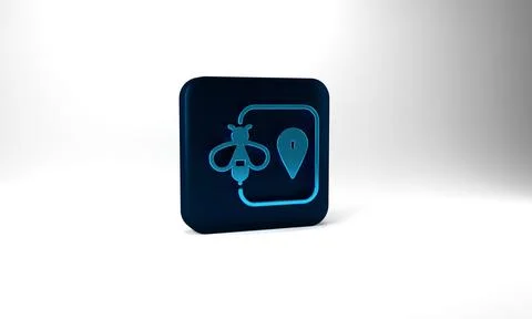 Blue Bee location map pin pointer icon isolated on grey background. Farm animal 스톡 일러스트