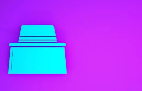 Blue Beekeeper with protect hat icon isolated on purple background. Special p Illustrazione stock