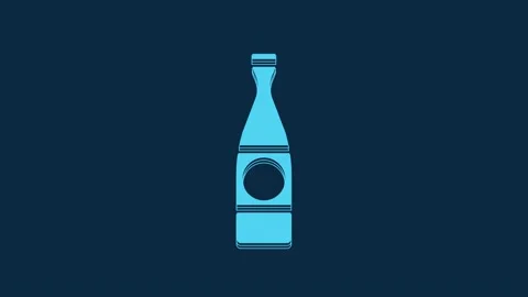 Blue Beer bottle icon isolated on blue background. 4K Video motion graphic Stock Footage 235773309