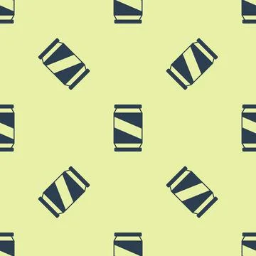 Blue Beer can icon isolated seamless pattern on yellow background. Vector Stock Illustration