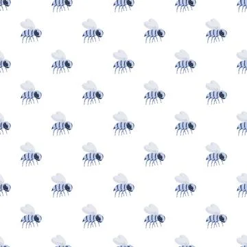 Blue bees creating seamless pattern background Illustrazione stock