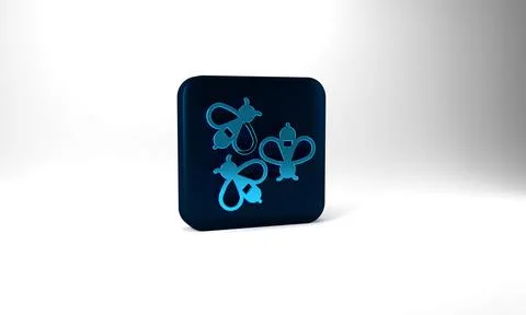 Blue Bees icon isolated on grey background. Sweet natural food. Honeybee or apis Illustrazione stock