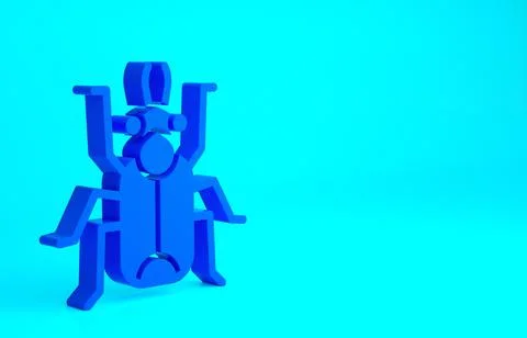 Blue Beetle bug icon isolated on blue background. Minimalism concept. 3d illu Stock Illustration