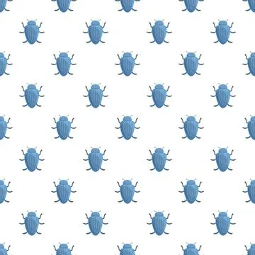 Blue beetle insect creating seamless pattern background Stock Illustration