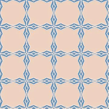 Blue beige seamless pattern, arabesque arabic perforated embossed decorative  Stock Illustration