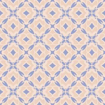 Blue beige seamless pattern, arabesque arabic perforated embossed decorative  Stock Illustration