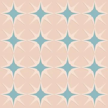 Blue beige seamless pattern, arabesque arabic perforated embossed decorative  Stock Illustration