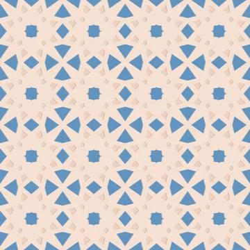 Blue beige seamless pattern, arabesque arabic perforated embossed decorative  Stock Illustration