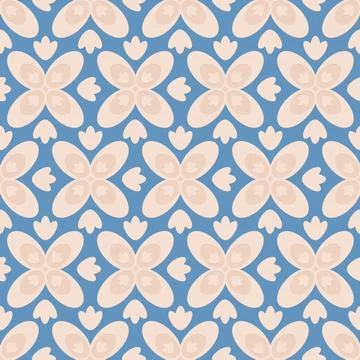 Blue beige seamless pattern, arabesque arabic perforated embossed decorativ.. Stock Illustration