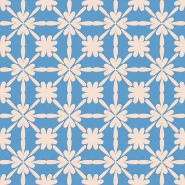 Blue beige seamless pattern, arabesque arabic perforated embossed decorativ.. Stock Illustration