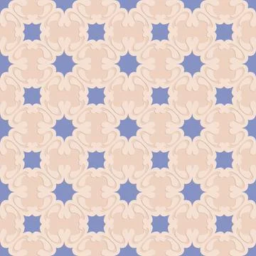 Blue beige seamless pattern, arabic perforated decorative background for deco Stock Illustration