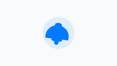Blue bell notification icon flat design icon for alert reminder. Clean minimal Stock Footage 342622776