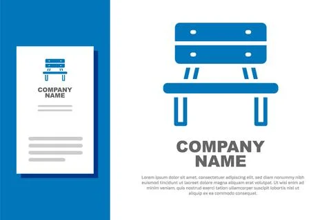 Blue Bench icon isolated on white background. Logo design template element... Stock Illustration