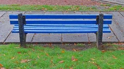 Blue bench park Stock Photos