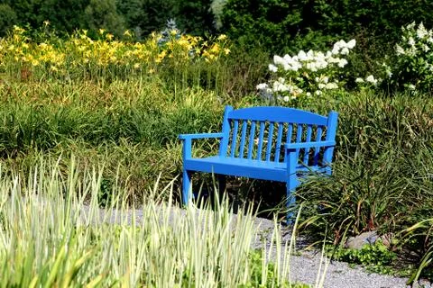 Blue bench Stock Photos