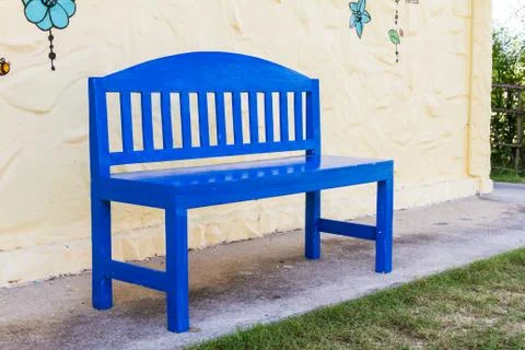 Blue bench. Stock Photos
