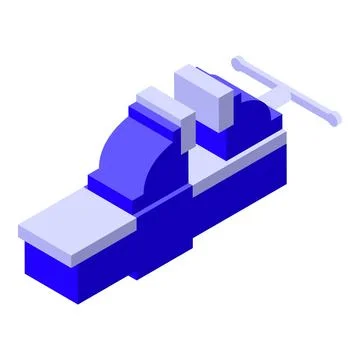 Blue bench vise holding material tightly for work Stock Illustration