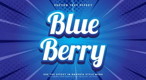 Blue berry editable text effect Template Stock Illustration