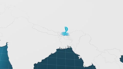 Blue Bhutan 3d map with pointer pin surrounded with other countries in white 動画素材 319658890