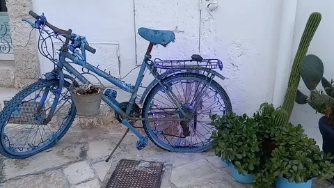 Blue bicycle illuminated Video stock 272161507
