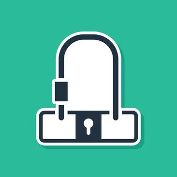 Blue Bicycle lock U shaped industrial icon isolated on green background. Vector Stock Illustration