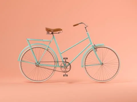 Blue bicycle on pink background 3D illustration Stock Illustration
