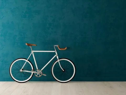 Blue bicycle on pink background 3D illustration Stock Illustration