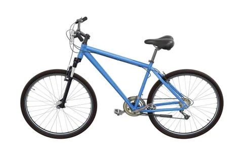 Blue bicycle, side view isolated on white background, 3D illustration Stock Illustration