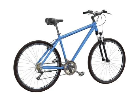 Blue bicycle, top back view isolated on white background, 3D illustration Stock Illustration