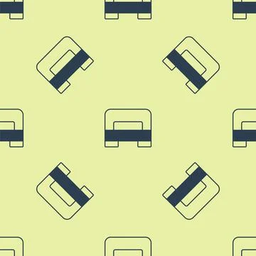 Blue Big bed for two or one person icon isolated seamless pattern on yellow Stockillustratie