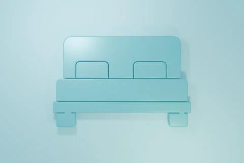 Blue Big bed for two or one person icon isolated on blue background. Minima.. Stock Illustration