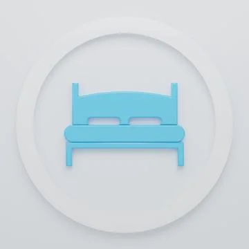 Blue Big bed for two or one person icon isolated on white background. Minim.. Stock Illustration