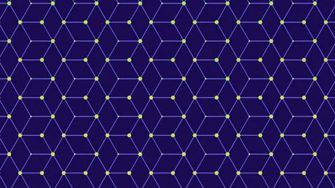 Blue big cubes futuristic pattern with neon dots Video stock 195519946