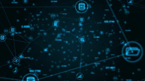 Blue Big data icon network connection abstract background seamless loop video Stock Footage 146770052
