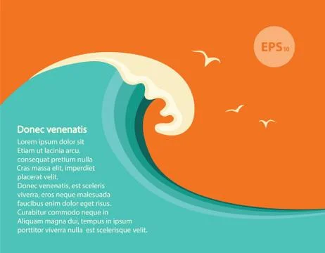 Blue big wave illustration for text Stock Illustration