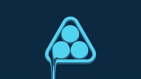 Blue Billiard balls in a rack triangle icon isolated on blue background. 4K Stock Footage 235768770